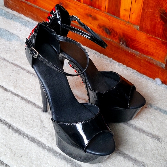 Patent Leather Corset Style Peep Toe Stiletto - Picture 1 of 4